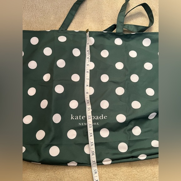 Kate Spade Green-White Polka Dots Canvas Tote XL Bag - Picture 4 of 5